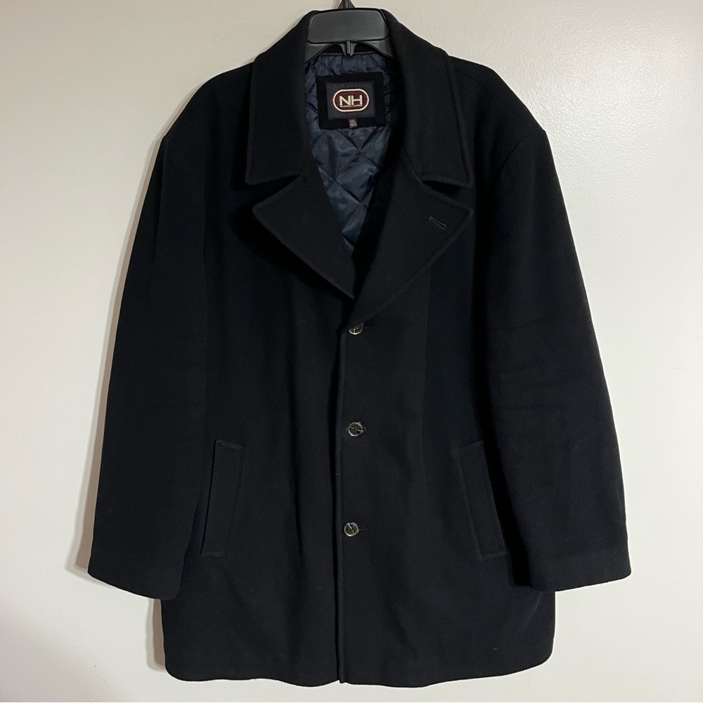 Newport Harbor Wool Cashmere Blend Peacoat Overcoat Mens Size 2XL Black Winter‎